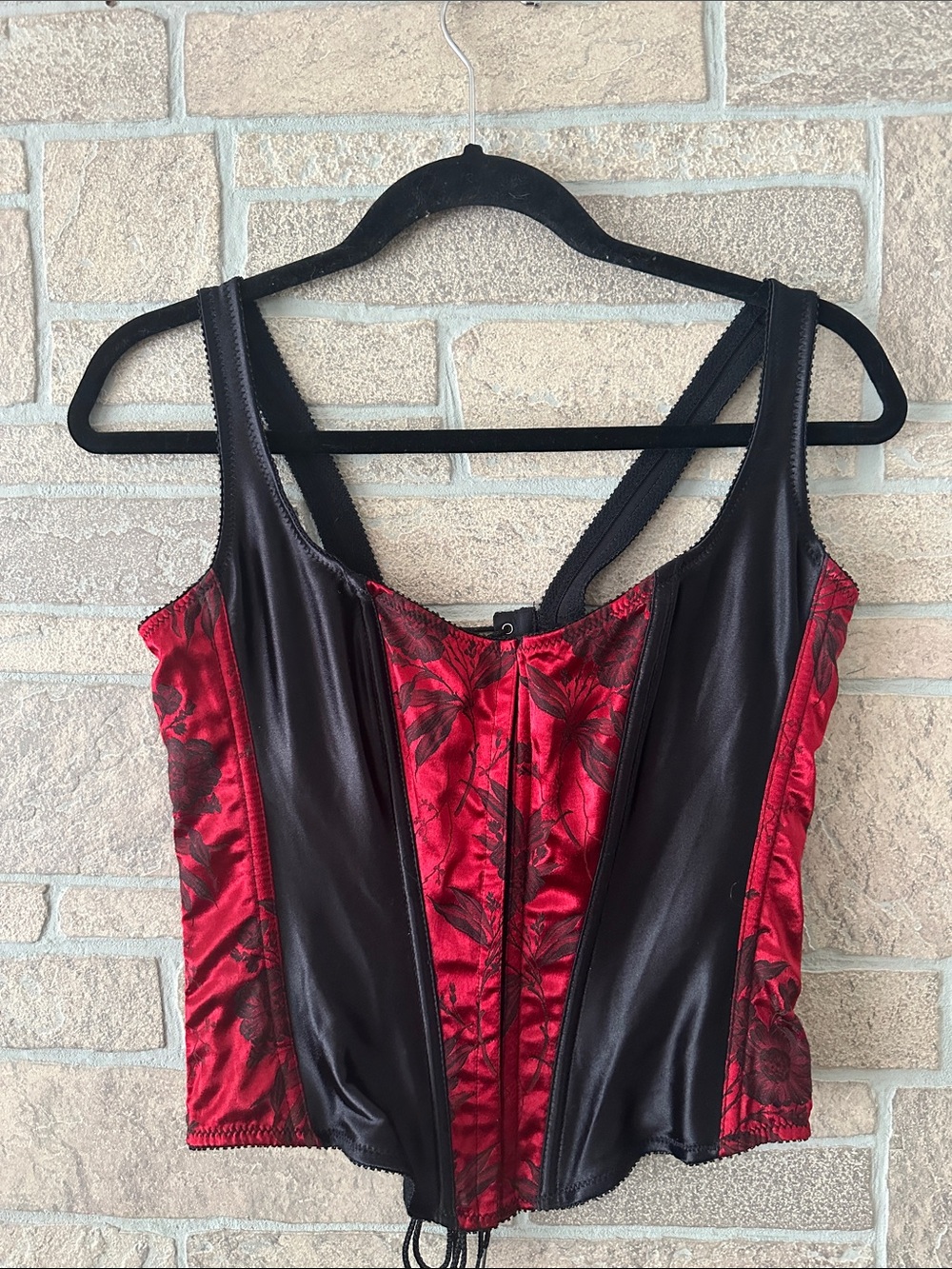 Vintage 90s Victoria’s Secret red corset clasp top L goth grunge Boning Romantic
